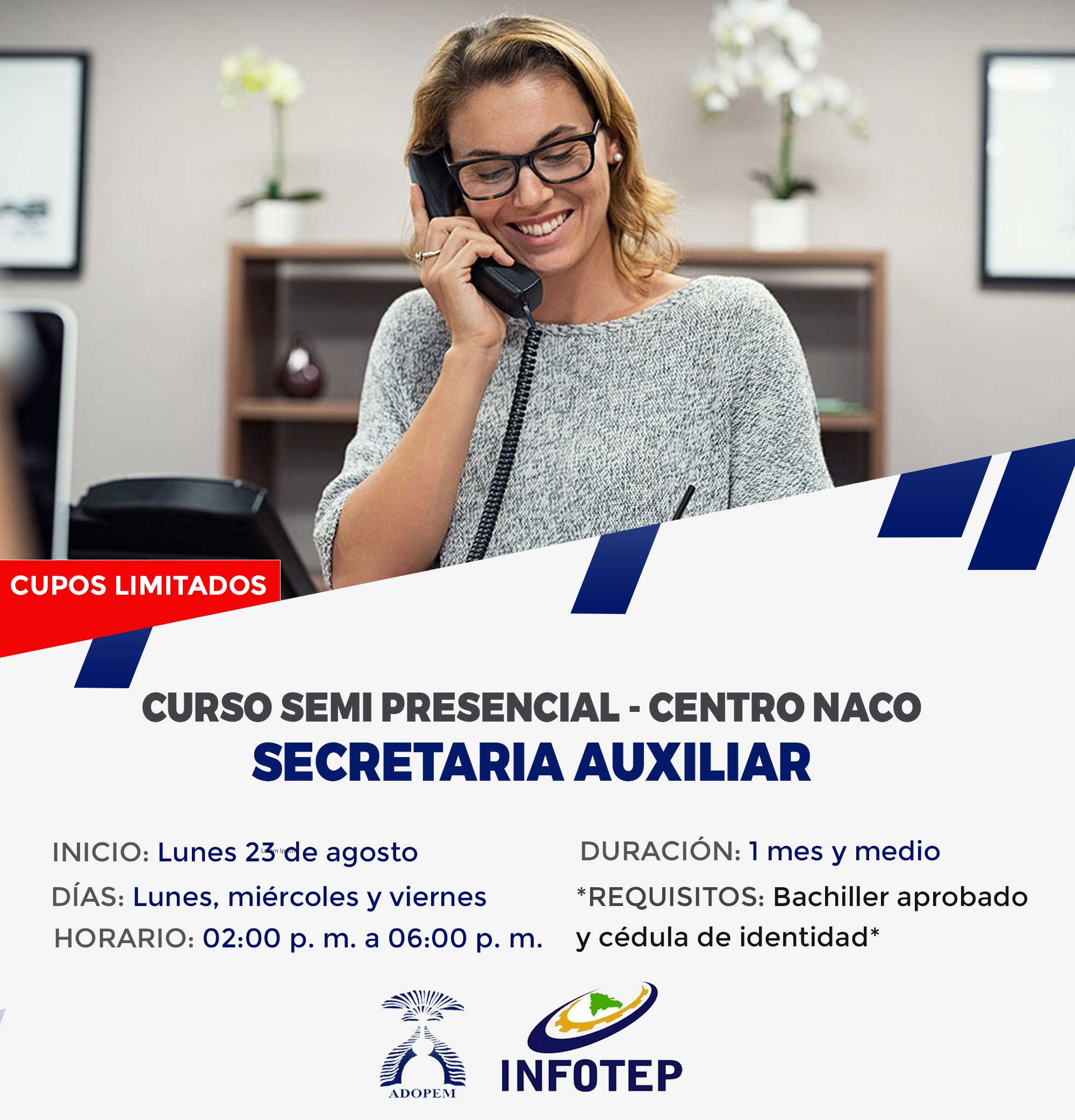 Curso Semi Presencial Secretaria Auxiliar Centro Naco 23 De Agosto Adopem Ong 0223