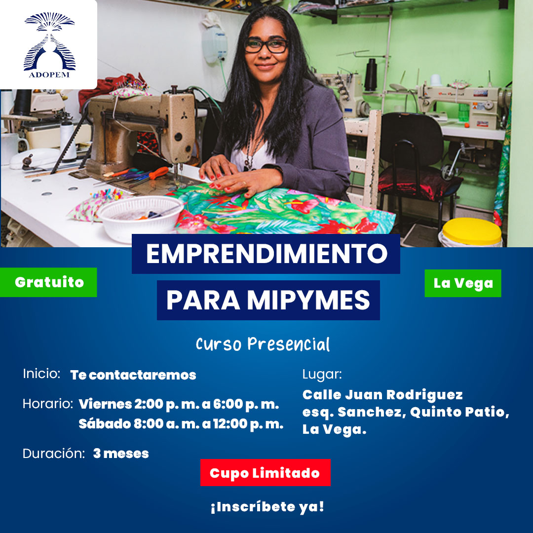 LA VEGA – REGÍSTRATE – CURSO EMPRENDIMIENTO PARA MIPYMES