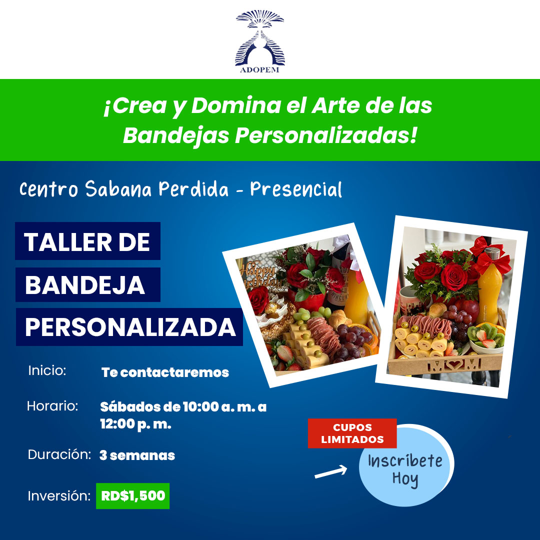 SABANA PERDIDA – REGÍSTRATE – TALLER PRESENCIAL: BANDEJA PERSONALIZADA